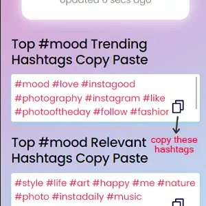 Copy the generated trending TikTok hashtags