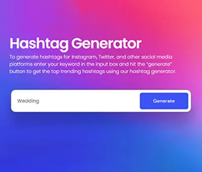 input the wedding keyword to generate hashtag for Instagram