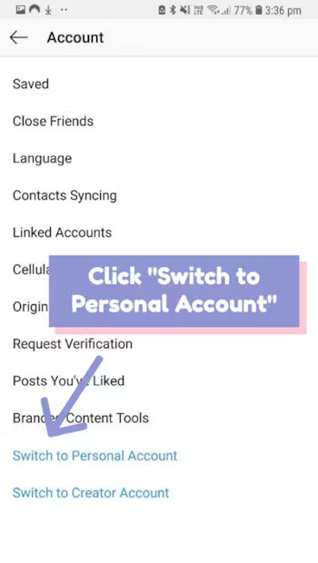 switch to personal account